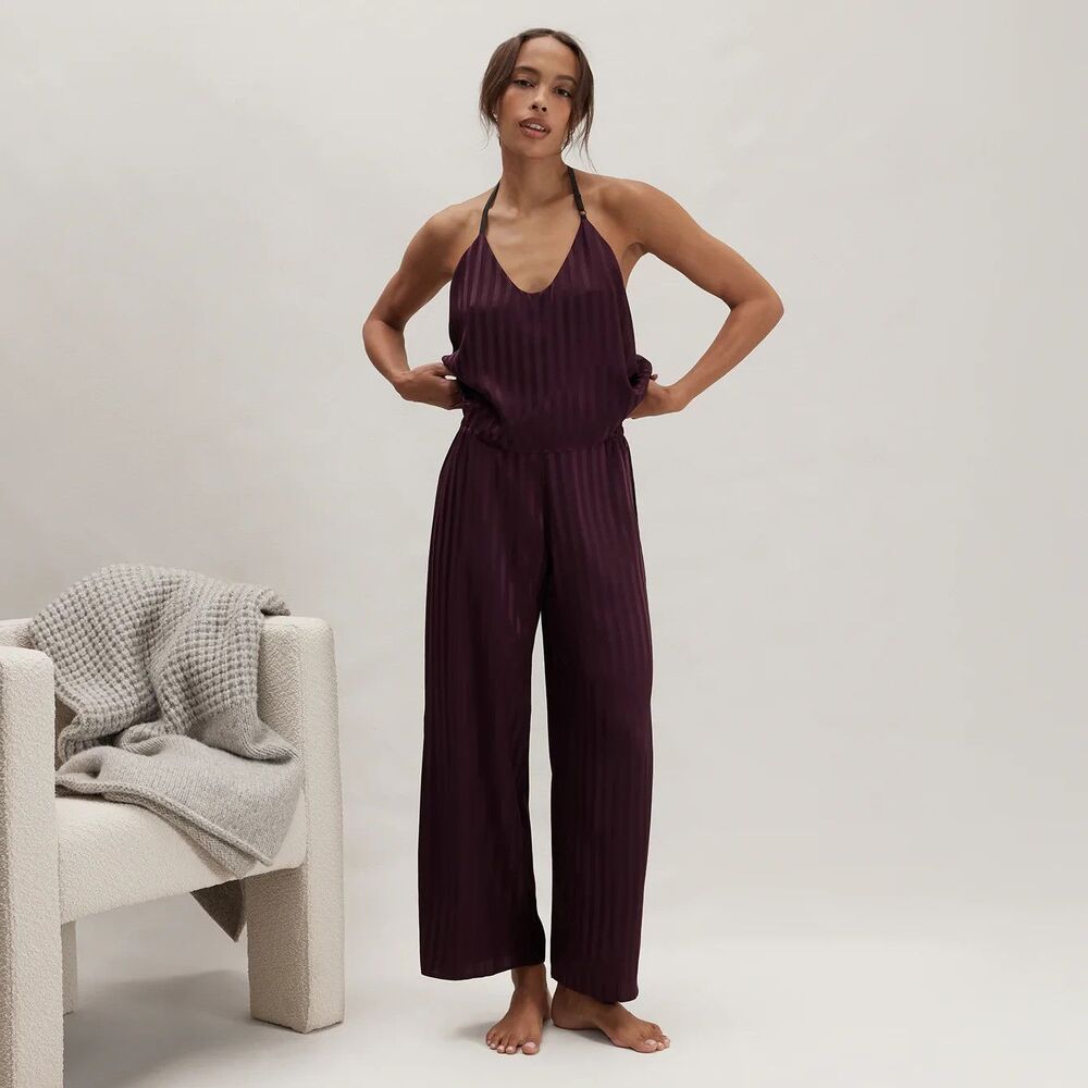 Lunya Washable Silk racerback cami Pajama Set Merlot Jaquard Limited Edition M